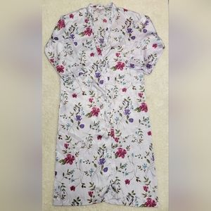 Vintage Oscar de la Renta pink label floral robe with pockets, size large